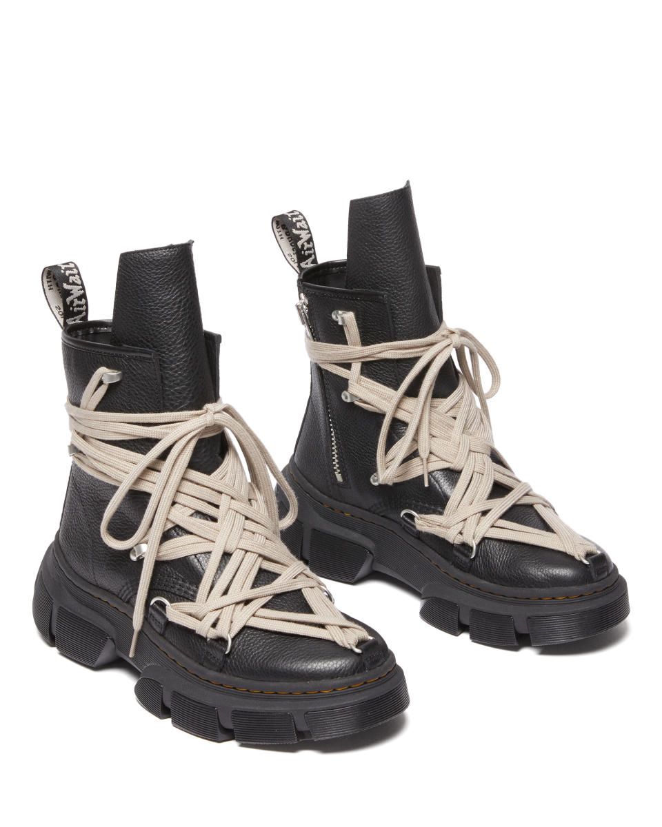 Dr. Martens x Rick Owens’ 1460 DMXL Megalace boots. <cite>Dr Martens (Airwair Internationa</cite>