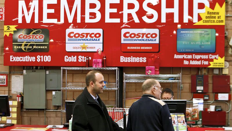 Consumers apply for Costco membership at the Costco Wholesale store in Glendale, Calif., in a photo from Feb. 28, 2011.