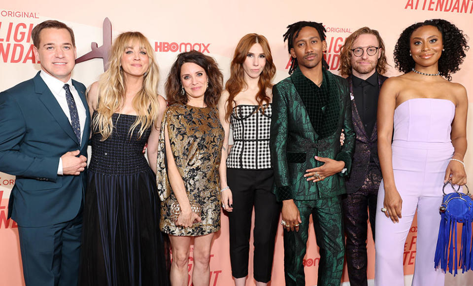 T. R. Knight, Kaley Cuoco, Alanna Ubach, Zosia Mamet, Griffin Matthews, Matt Gould and Yasha Jackson - Credit: Amy Sussman/Getty Images