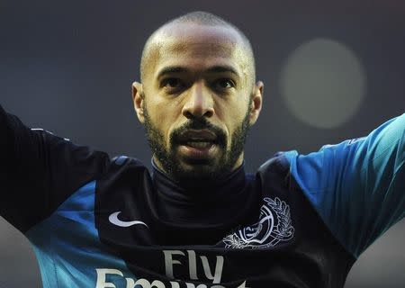 File photograph shows Arsenal's Thierry Henry reacting after their English Premier League soccer match against Sunderland in Sunderland, northern England February 11, 2012. REUTERS/Nigel Roddis/Files