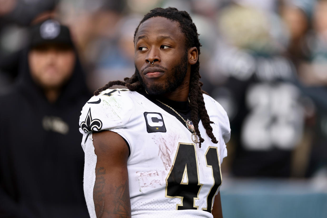 Alvin Kamara pleaded no contest to a lesser charge in July for his role in fight. (Photo by Tim Nwachukwu/Getty Images)
