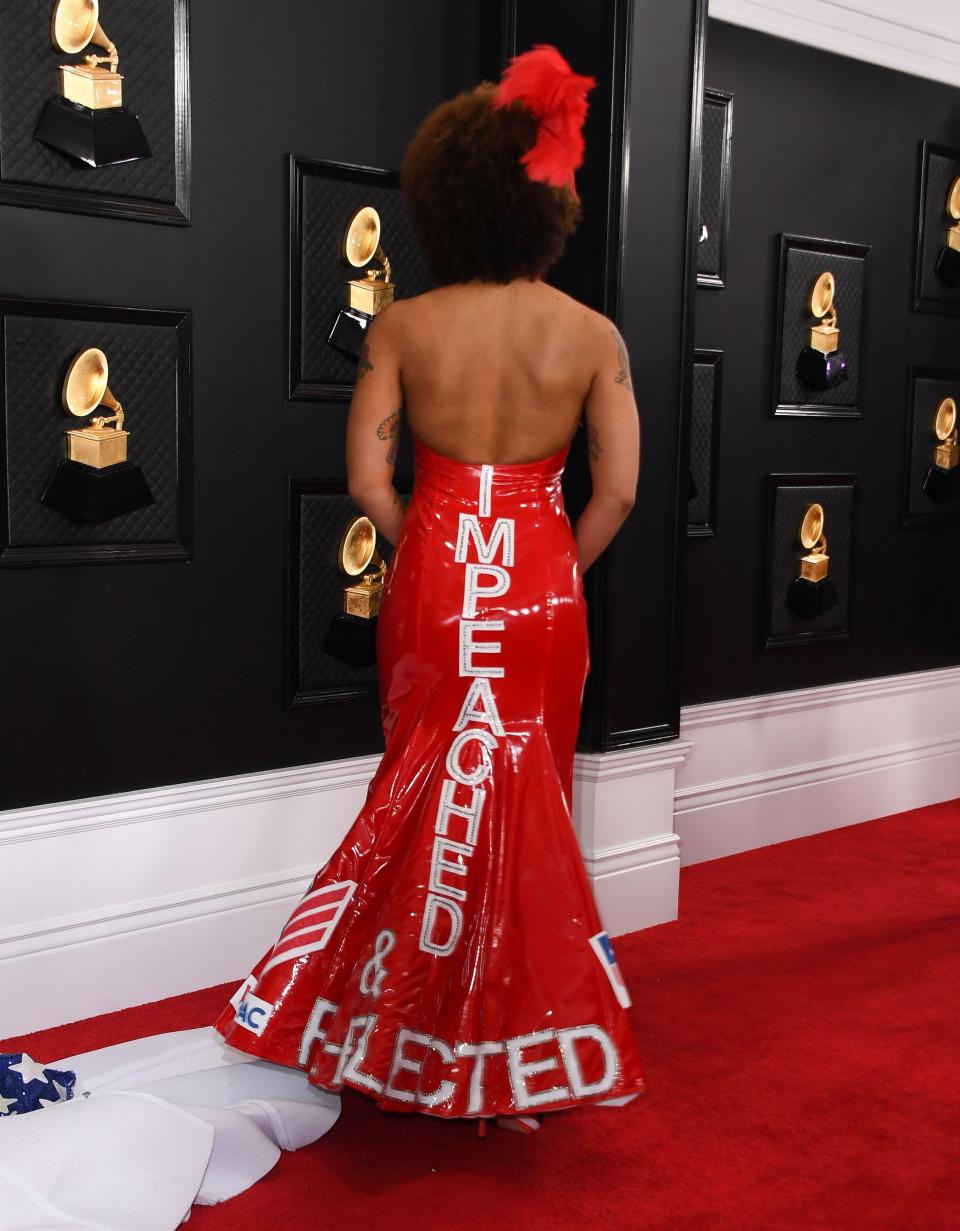 joy villa grammys 2020 trump dress