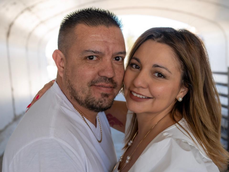 Joseph and Celina Quinones pose cheek-to-cheek
