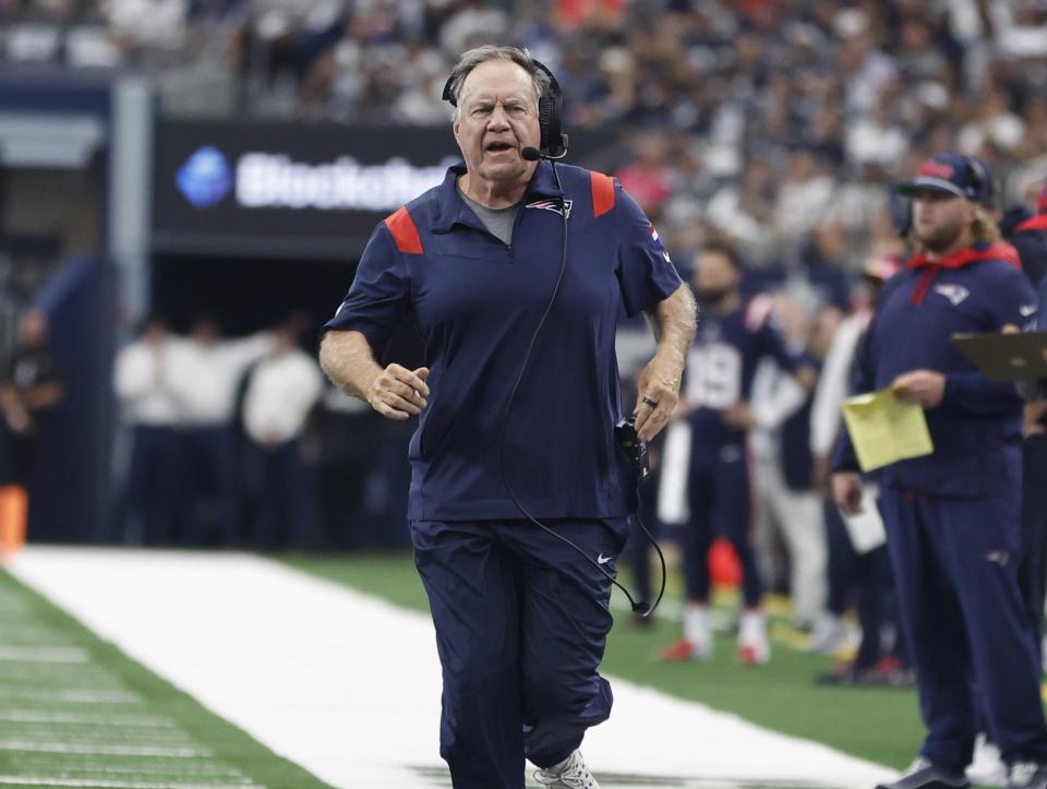 Bill Belichick, shown during a New England Patriots game on Oct. 1, 2023.