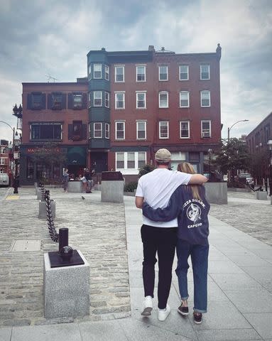 <p>Meghann Fahy/Instagram</p> Meghann Fahy and Leo Woodall on a stroll in Boston in February 2024.