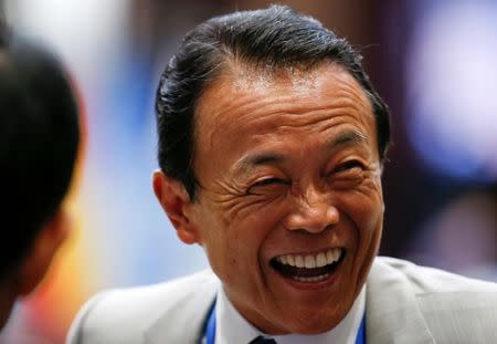 Taro Aso, Japan's Deputy Prime Minister, attends a meeting ahead of the G20 Summit in Hangzhou, Zhejiang province, China September 4, 2016. REUTERS/Aly Song