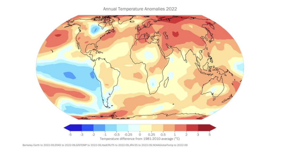 Global temperatures increased again in 2022 (WMO)