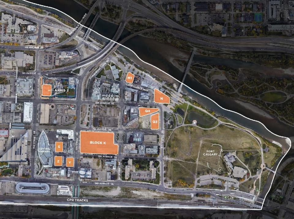 A development map of Calgary's East Village.