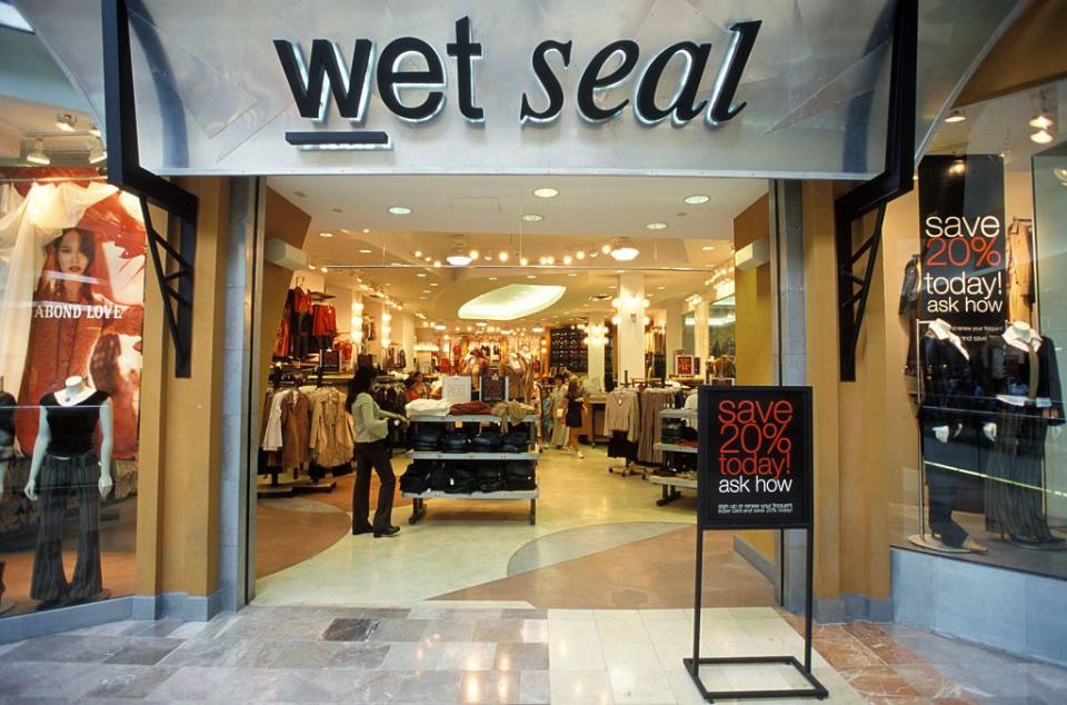 <p>A teen clothing store similar to The Limited, Wet Seal was founded in Newport Beach, California back in 1962. Apparently, the name of the store stems back to a comment the founder, Lorne Huycke, made during a fashion show. A model supposedly looked like a "wet seal" wearing a bathing suit, so the store name changed from Lorne's to Wet Seal. The chain went bankrupt in 2015, closed all stores in 2017, and brought became an <a href="https://www.wetseal.com/" rel="nofollow noopener" target="_blank" data-ylk="slk:online-only retailer;elm:context_link;itc:0;sec:content-canvas" class="link ">online-only retailer</a> in March 2017.</p>