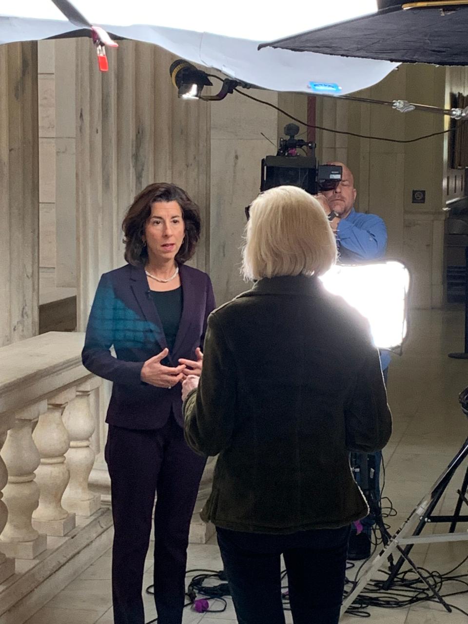 Former Gov. Gina Raimondo with Leslie Stahl of CBS' "60 Minutes."