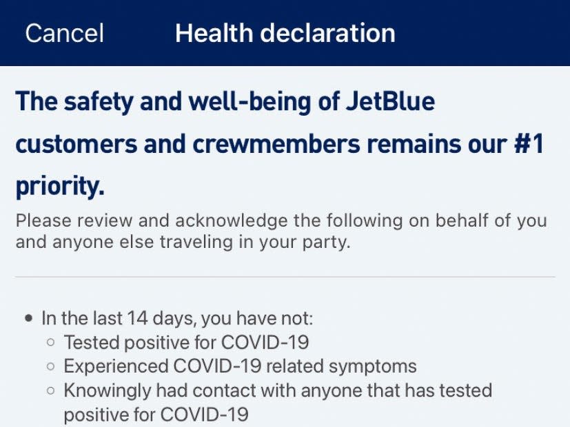 Flying JetBlue Airways during pandemic