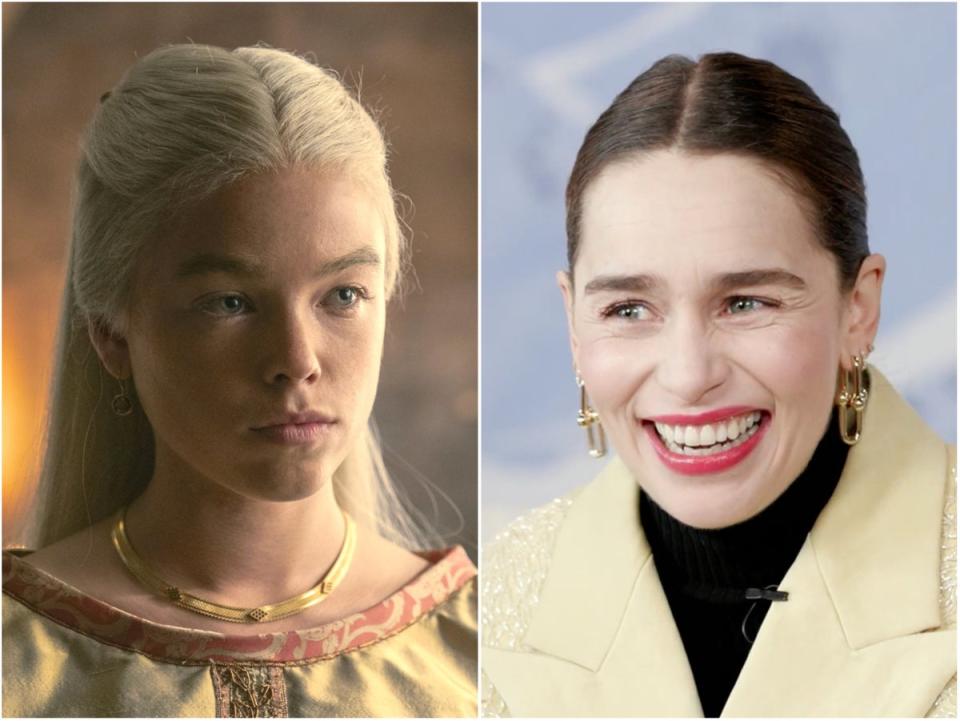 Milly Alcock in ‘House of the Dragon’ (left) and Emilia Clarke (HBO/Variety)