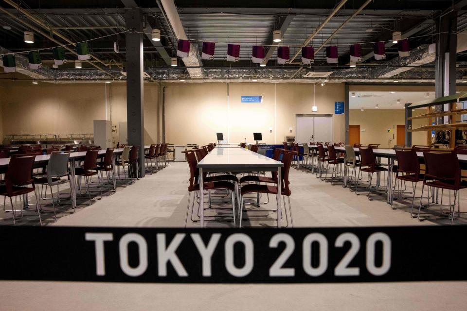 A view of the main dining hall of the Olympic Village during a media tour of the Tokyo 2020 Olympic and Paralympic Village in Tokyo on June 20, 2021.