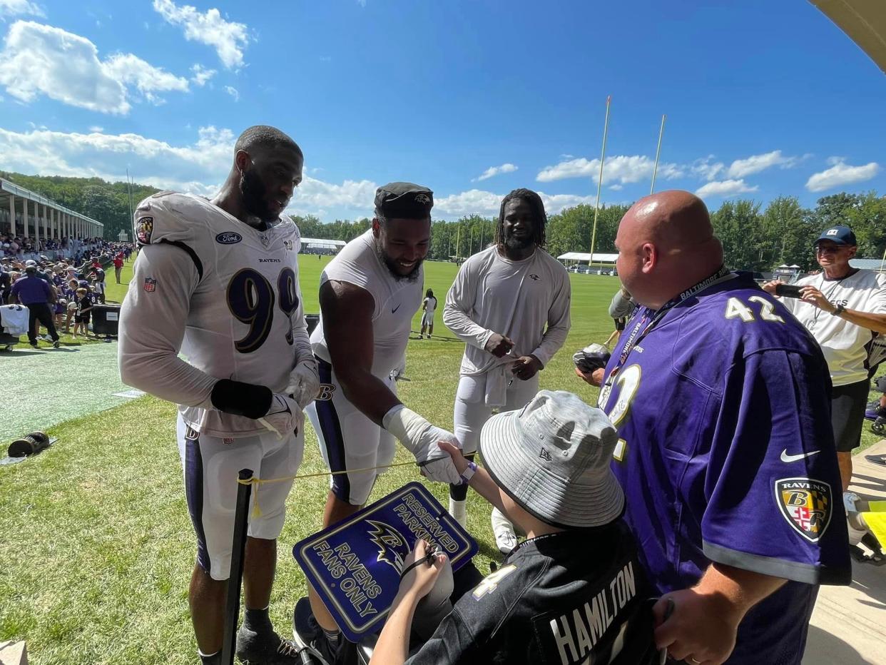 The Baltimore Ravens hosted Zachary Gorsuch and his family at training camp in 2023.