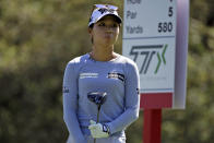 Lydia Ko of New Zealand watches her drive on the seventh hole during the third round of the Marathon Classic LPGA golf tournament Saturday, Aug. 8, 2020, at the Highland Meadows Golf Club in Sylvania, Ohio. (AP Photo/Gene J. Puskar)