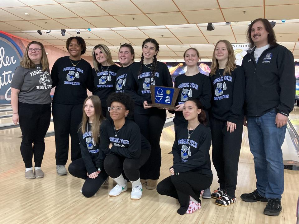 A month after winning its third straight Passaic County title, the Passaic Tech girls bowling team earned its first NJSIAA North 1, Group 4 sectional title with a 2-0 victory over rival Bergen Tech on Saturday, Feb. 24, 2024 at Bowler City in Hackensack.