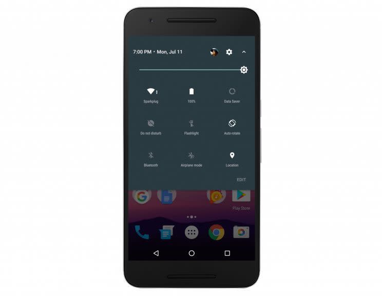 the new android nougat quick settings menu