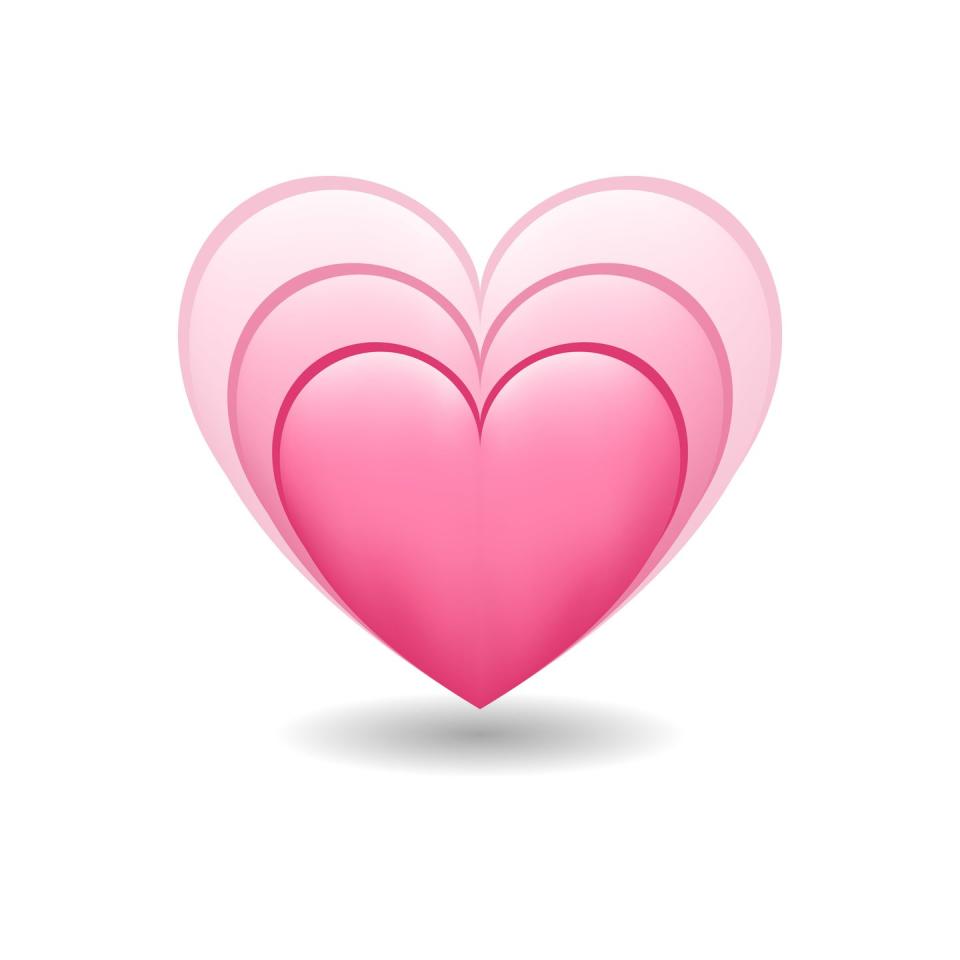 pink growing heart emoji with smaller darker pink heart, ith middle size lighter pink heart growing out of the top, with largest lightest pink heart growing out of that heart