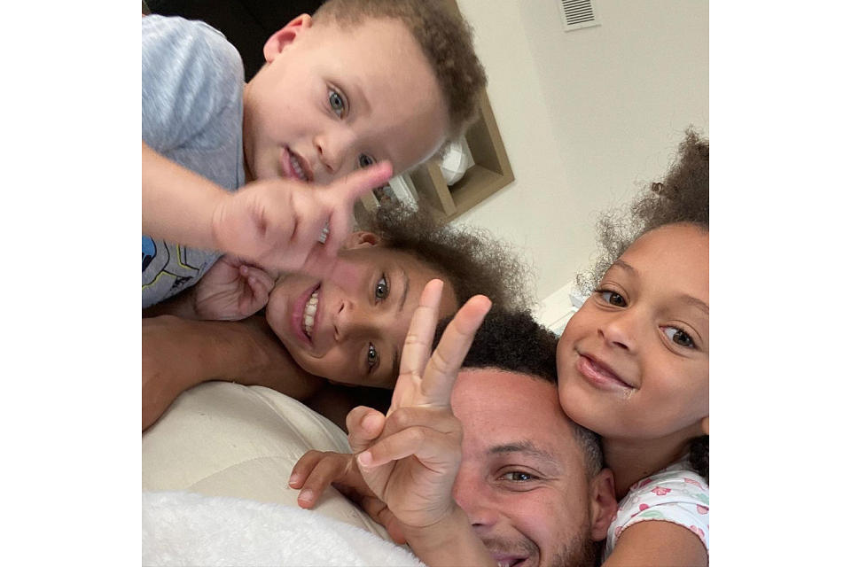 <p>"Gang! Happy Father's Day to all the dads," the basketball star captioned <a href="https://www.instagram.com/p/CQXcseIBlvr/" rel="nofollow noopener" target="_blank" data-ylk="slk:this sweet selfie;elm:context_link;itc:0;sec:content-canvas" class="link ">this sweet selfie</a> with his three kids he shares with wife Ayesha Curry: daughters Riley, 8, and Ryan, 5, and son Canon, 2. </p>