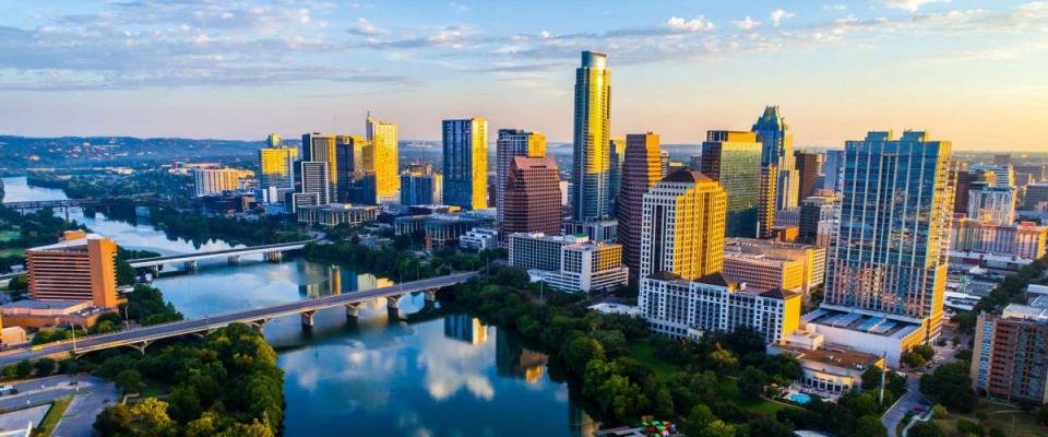 Austin Texas USA sunrise skyline cityscape