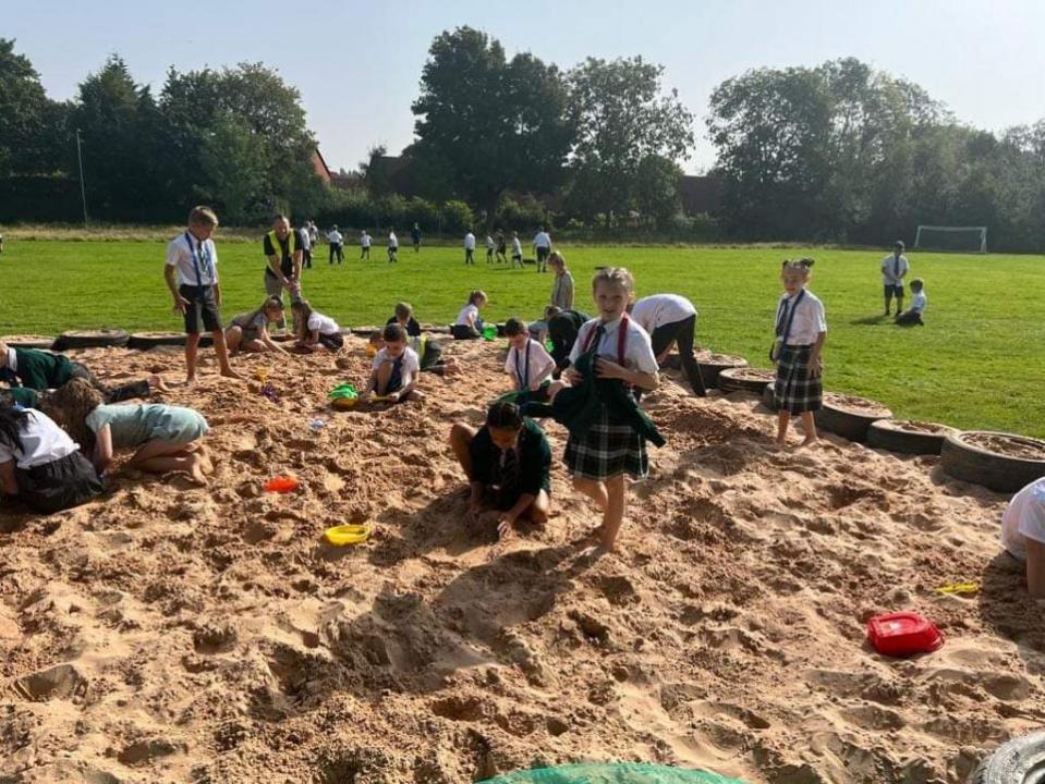 Warrington Guardian: A sandpit has been generously built by Barclays Bank