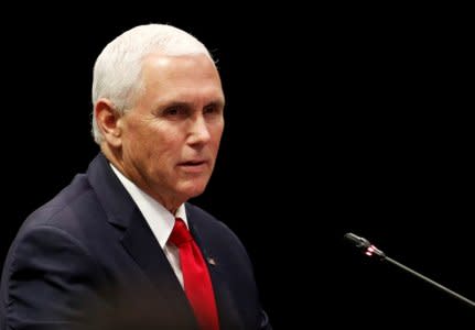 U.S. Vice President Mike Pence speaks during a meeting with ASEAN leaders at the ASEAN-US Summit in Singapore November 15, 2018. REUTERS/Edgar Su