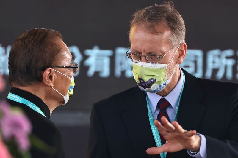 FILE PHOTO: AIT Director Brent Christensen attends a ceremony for the start of the construction of a new submarine fleet in Kaohsiung,