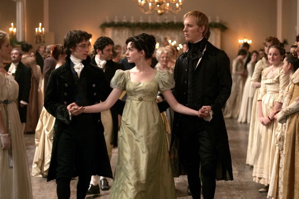 Anne Hathaway shows off the empire waist style while playing Jane Austen in Becoming Jane.