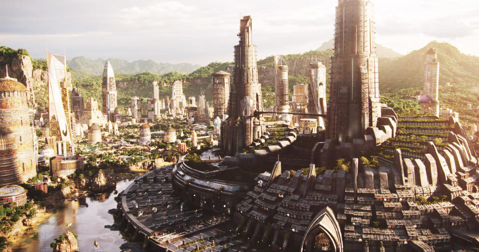 A view of Wakanda, in the movie 'Black Panther'.<span class="copyright">Walt Disney Studios Motion Pictures/Everett Collection</span>