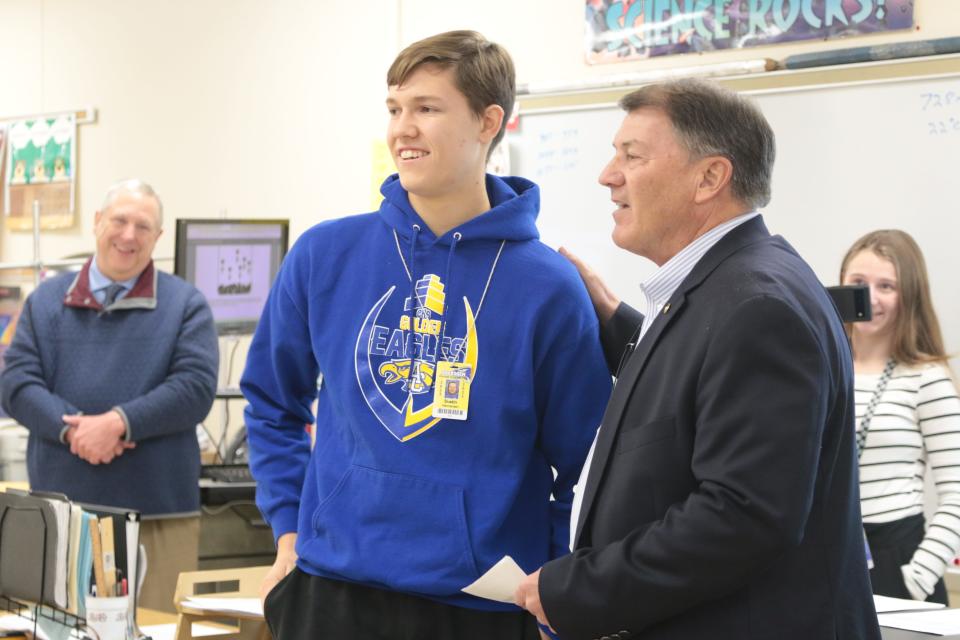 Aberdeen Central senior Dustin Hermansen, left, was recognized Wednesday as a principal nominee to the U.S. Air Force Academy.