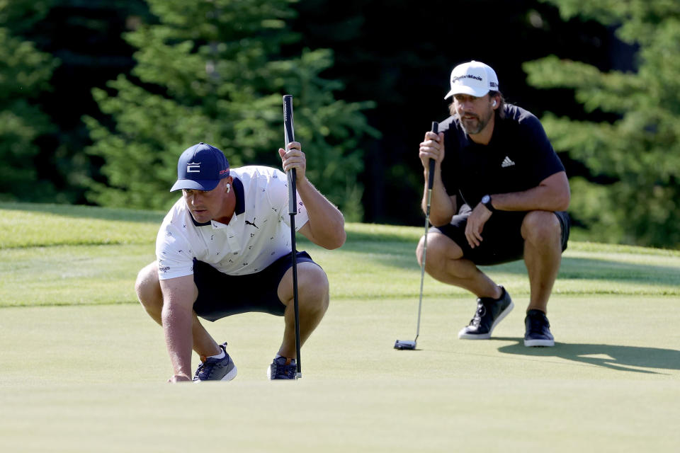 Bryson DeChambeau and Aaron Rodgers at The Match