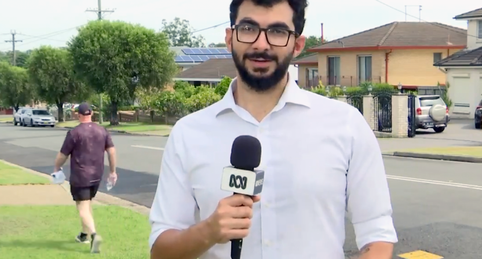 ABC News reporter Nabil Al-Nashar while recording a TV segment. 