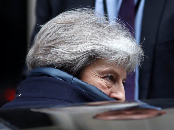 Britain's Prime Minister Theresa May leaves 10 Downing Street in London, Britain February 21, 2018. REUTERS/Peter Nicholls