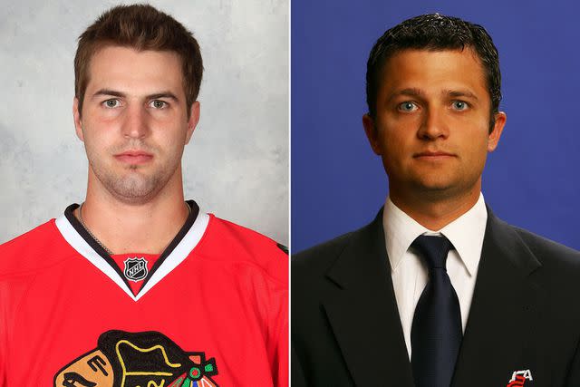 <p>Chase Agnello-Dean/NHLI via Getty; Jamie Squire/Getty</p> Former Blackhawks player Kyle Beach (left); former Blackhawks video coach, Brad Aldrich, has been accused of sexual assault by 2 former team players