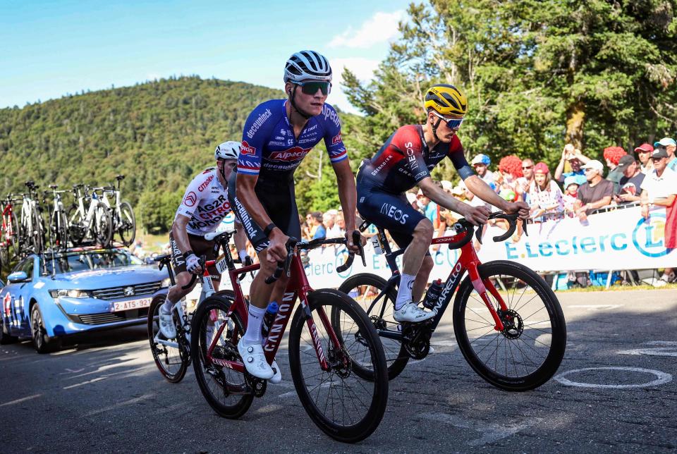 Mathieu van der Poel, left, has found it tough going so far (AFP via Getty Images)