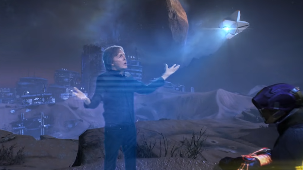  Paul McCartney singing to a Ghost in a Destiny music video. 