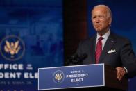 U.S. President-elect Joe Biden makes remarks on the economy from Wilmington, US