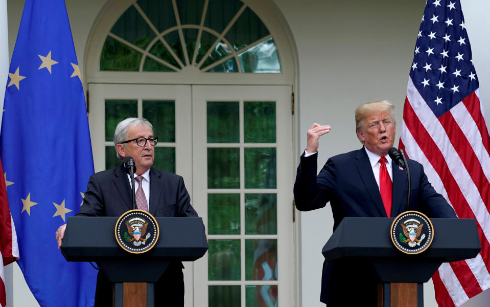 Jean-Claude Juncker and Donald Trump met in July to try to resolve the trade dispute (Reuters)