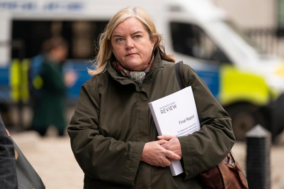 Baroness Louise Casey arriving at Queen Elizabeth II Conference Centre for a press briefing on her report (Getty Images)