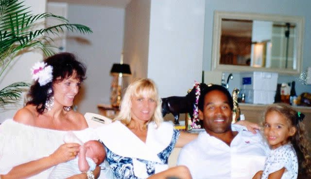 <p>Courtesy Brown Family</p> From left: Nicole Brown Simpson's mother Juditha Brown feeding grandson Aaron (Dominque's son), Nicole Brown Simpson, O.J. Simpson and Sydney Simpson in Hawaii in December 1988