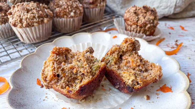 cinnamon carrot muffin broken open