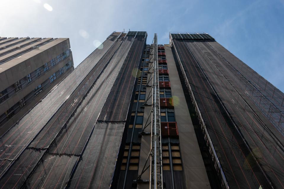 A view of the demolition of the Manhattan Detention Complex in Chinatown in April 2024.