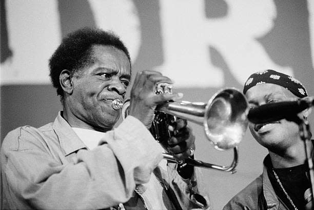 Donald Byrd, on trumpet, performs with rapper Guru during “Drum Festival” on July 1, 1993, at Berlage Beurs in Amsterdam. (Photo by Frans Schellekens/Redferns)