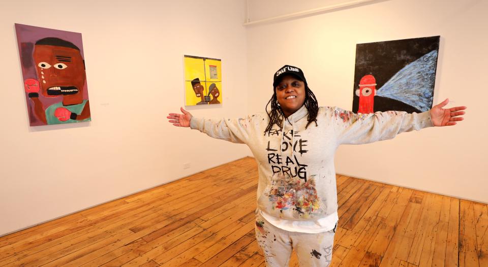 An art exhibit by artist Shanequa Benitez called, "But Itâ€™s Ours" The Redline Between Poverty and Wealth, is on display at the YonkersArts gallery on Lake Avenue in Yonkers, as pictured Feb. 24, 2023.