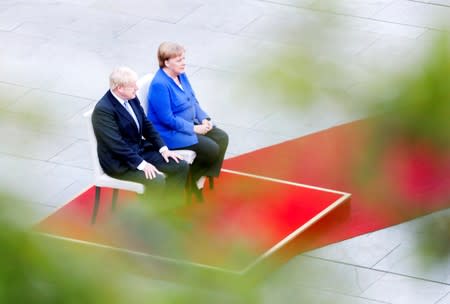 German Chancellor Merkel meets Britain's Prime Minister Johnson at the Chancellery in Berlin