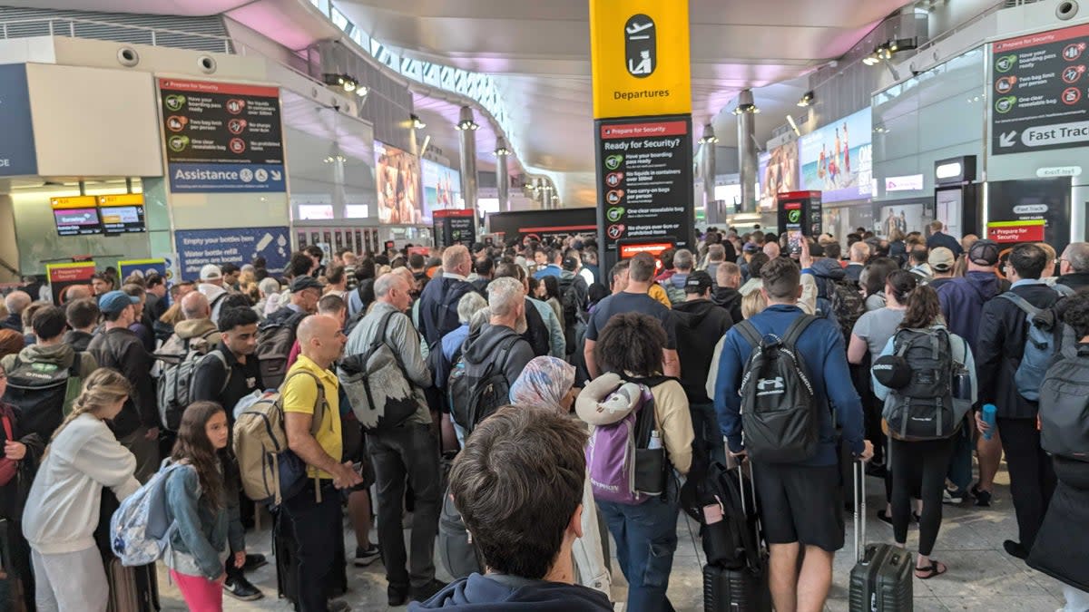 Scenes in Heathrow on Friday morning where huge queues formed  ( Simon Hunt )