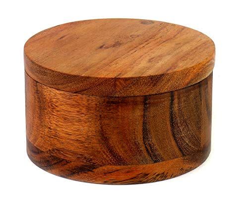 26) Kaizen Casa Acacia Wood Salt Box with Swivel Cover