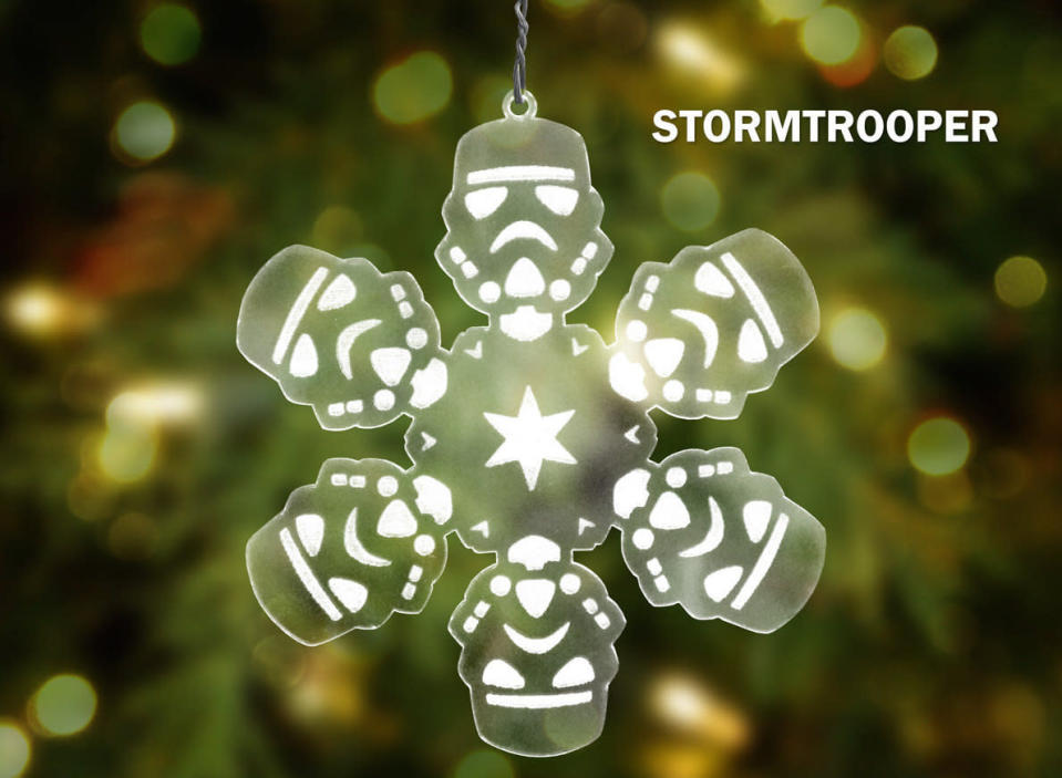 <p>“The acrylic ones were something I tried this year,” says the designer, who’s selling ready-made <i>Star Wars</i> snowflakes on <a href="https://www.etsy.com/shop/AnthonyHerreraDesign?ref=hdr_shop_menu" rel="nofollow noopener" target="_blank" data-ylk="slk:his Etsy page;elm:context_link;itc:0;sec:content-canvas" class="link ">his Etsy page</a>. “That was something I wanted for my own tree and I made a few extra! It’s pretty popular, though not nearly as popular as people using the free downloadable designs.”<br><i>(Photo: Anthony Herrera)</i><br></p>