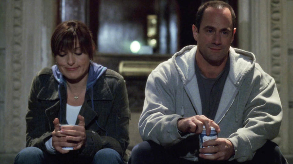 Chris Meloni as Elliot Stabler and Mariska Hargitay as Olivia Benson (