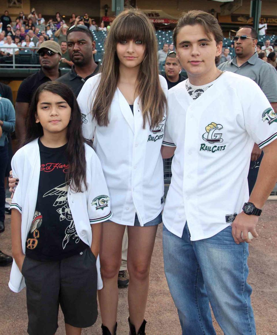 Prince Michael Jackson II, Paris Jackson and Prince Jackson attend the St. Paul Saints Vs. The Gary SouthShore RailCats baseball game at U.S. Steel Yard on August 30, 2012 in Gary, Indiana